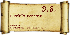 Dudás Benedek névjegykártya